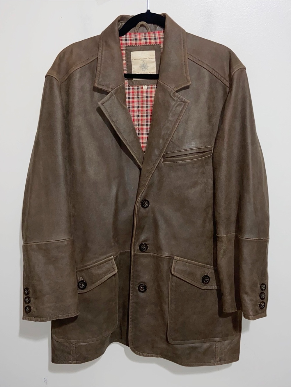 Vintage Territory Ahead Leather Jacket Mens Large Blazer Outdoor Safari Retro
